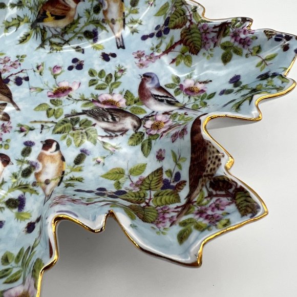 Mayfair Collection by Jay Leaf Shaped Trinket Dish w/ Bird Theme - 8.5" x 7" - Picture 6 of 9